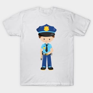 Policeman, Police Officer, Cop, Brown Hair T-Shirt